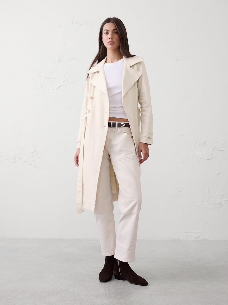 Denim Double Breasted Trench Coat