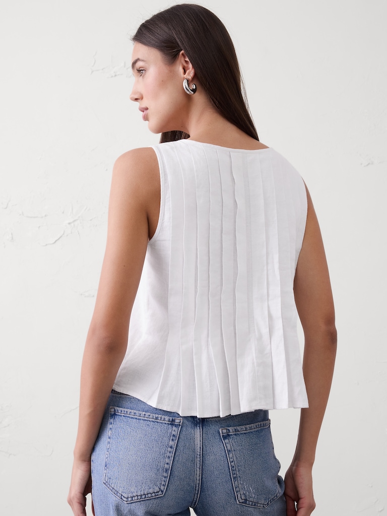 Linen-Blend Two-Tie Swing Top