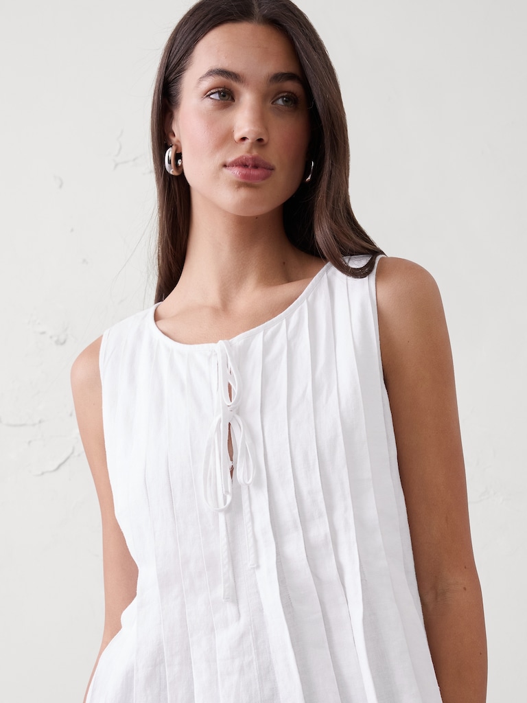 Linen-Blend Two-Tie Swing Top