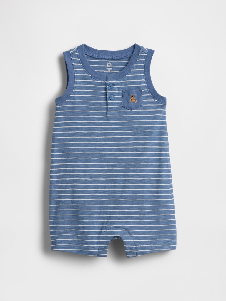 Baby Organic Cotton Henley Shorty One-Piece