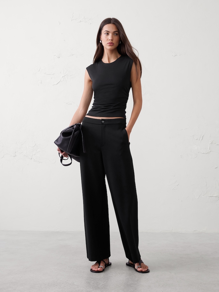 Side-Shirred Mesh Top