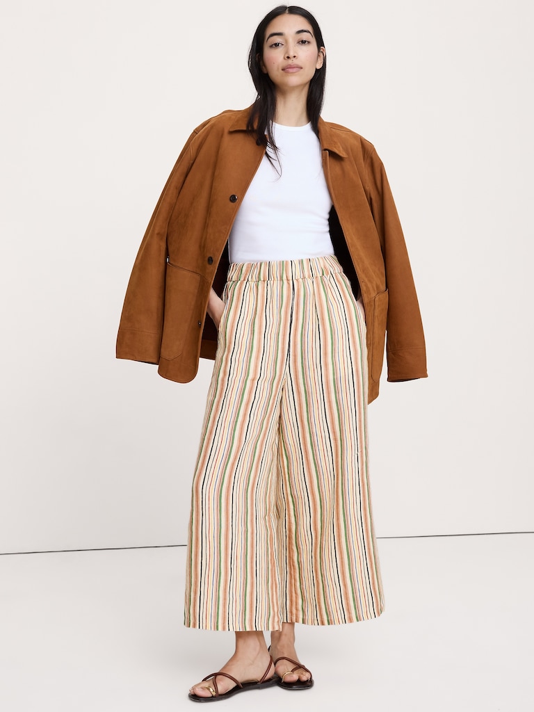 The Pull-On Wide-Leg Ankle Pant in Linen