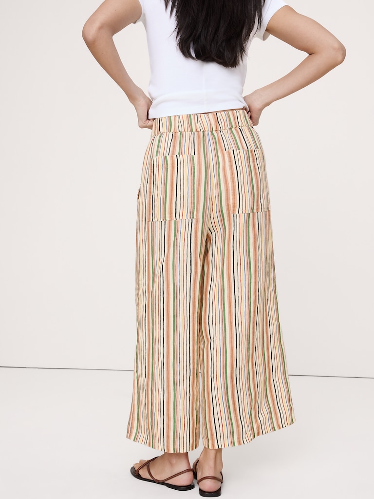 The Pull-On Wide-Leg Ankle Pant in Linen
