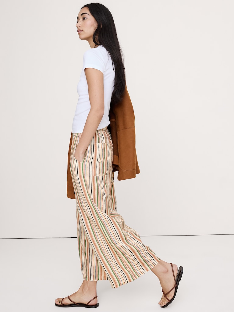 The Pull-On Wide-Leg Ankle Pant in Linen