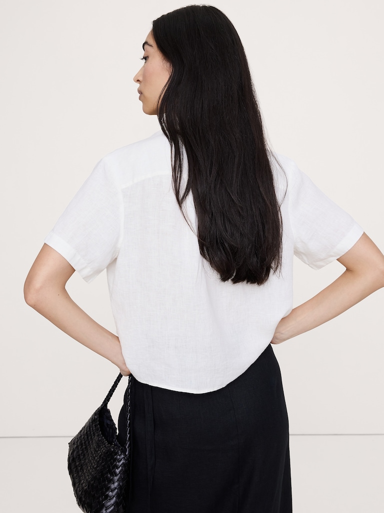 Boxy Linen Cropped Shirt