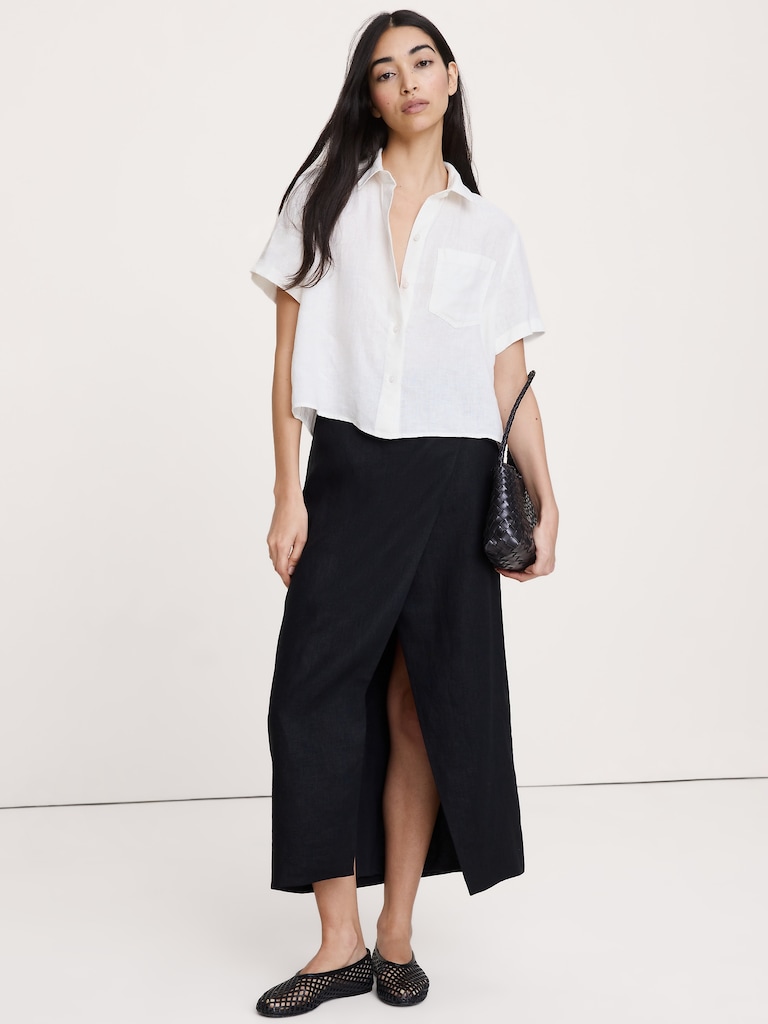 Boxy Linen Cropped Shirt