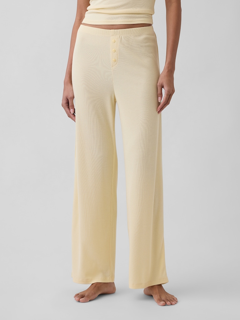 Mini Rib Wide-Leg PJ Pants