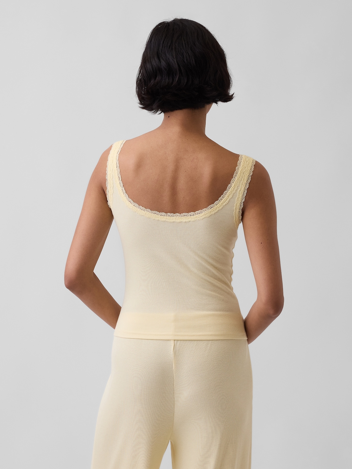 Mini Rib Lace Henley PJ Tank Top