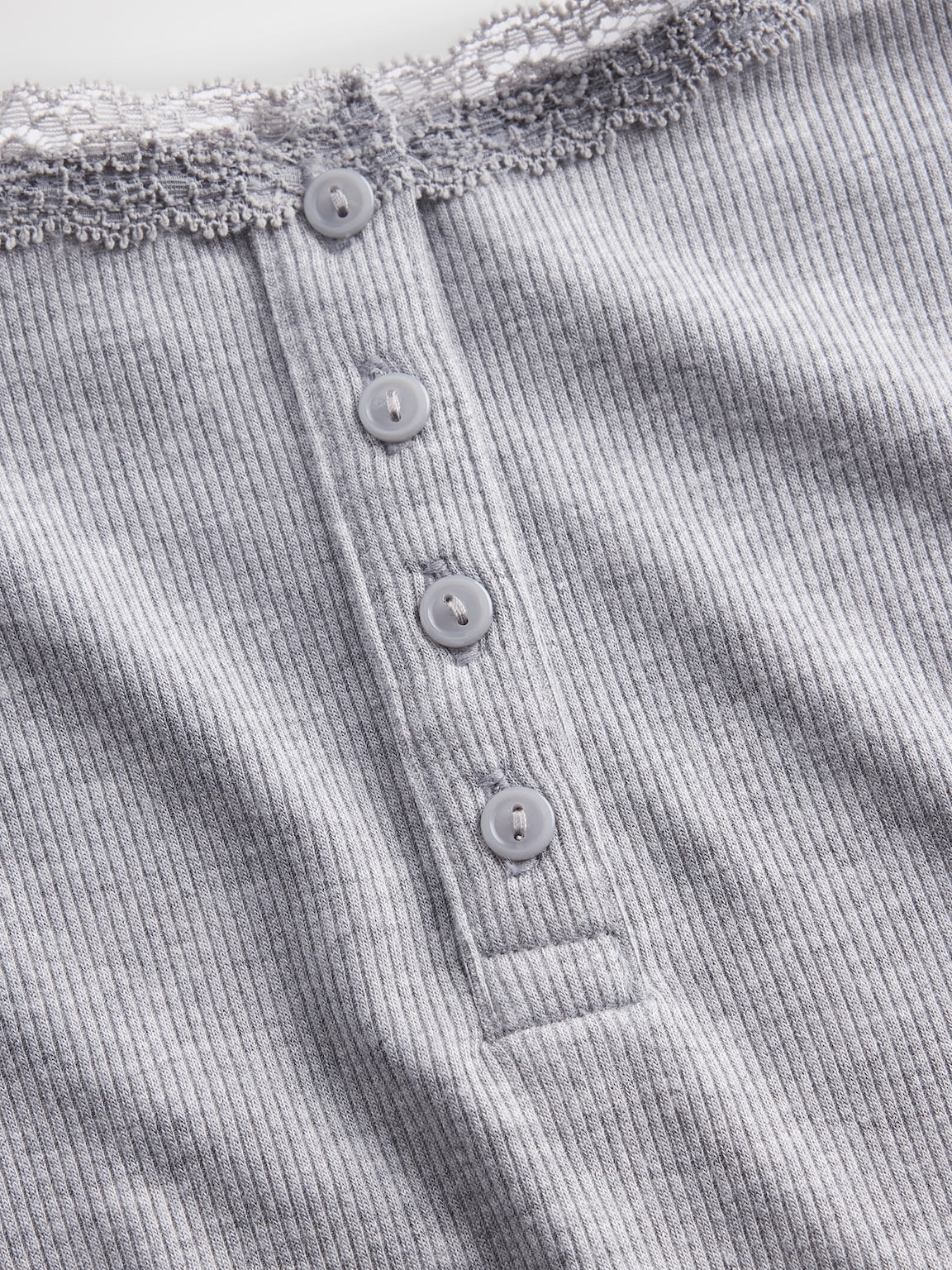 Mini Rib Lace Henley PJ Tank Top