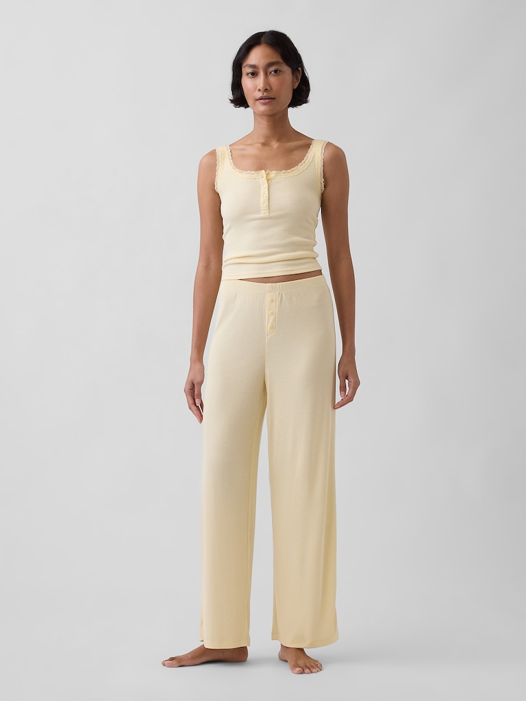 Mini Rib Wide-Leg PJ Pants