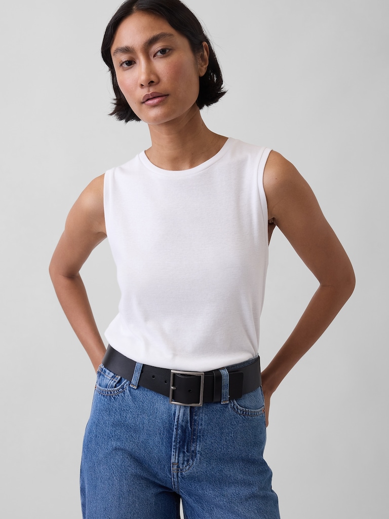 Leather Square-Buckle Belt