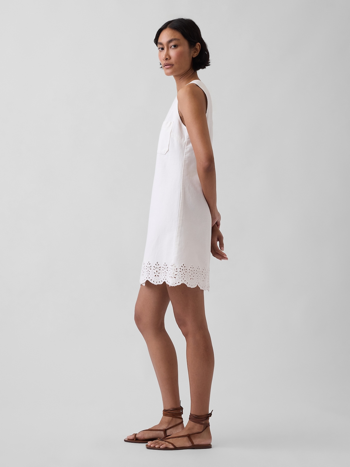 Eyelet Hem Mini Shift Dress