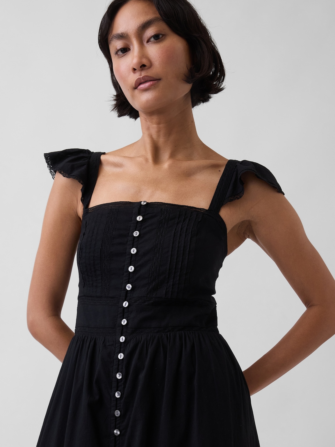 Lace Ruffle Voile Maxi Dress