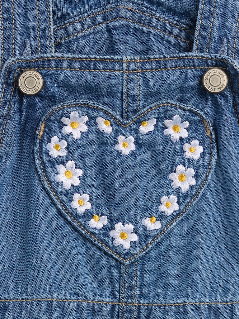 Baby Embroidered Denim Shortalls