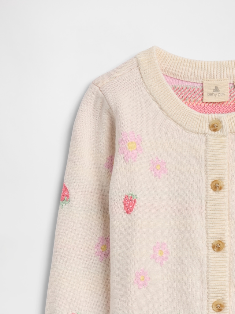 Baby Print Crewneck Cardigan