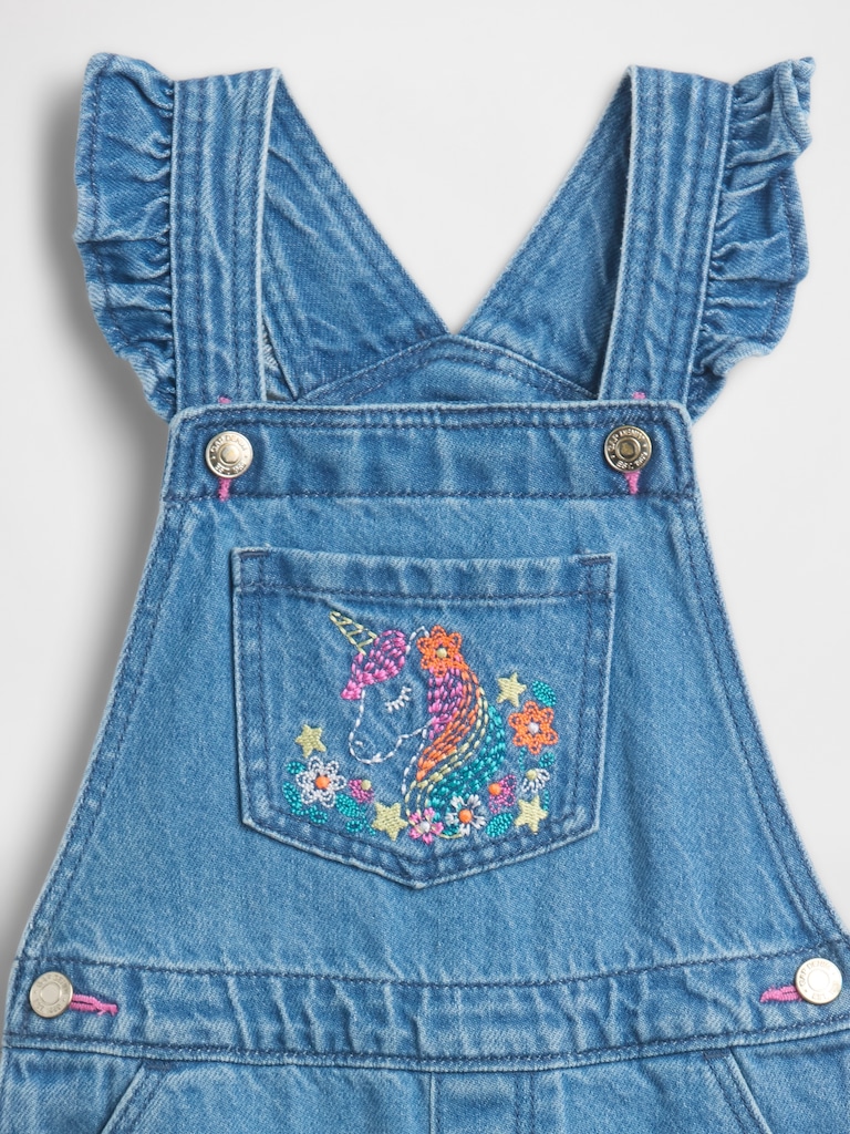 babyGap Embroidered Denim Overalls