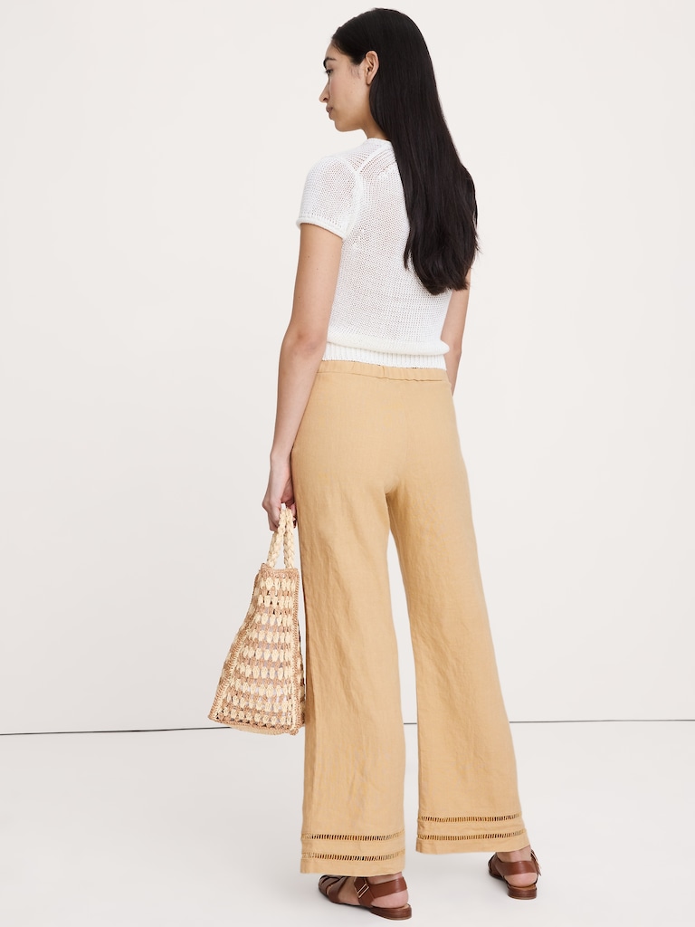 Mid-Rise Kick-Flare Linen Ankle Pant