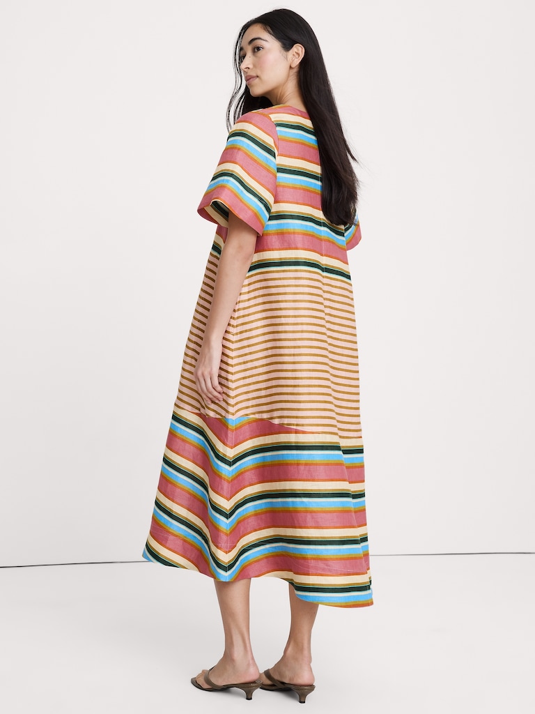 Linen Trapeze Midi Dress