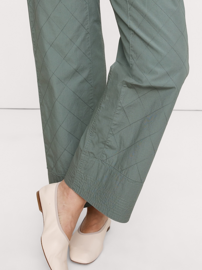 Mid-Rise Cotton Poplin Drawstring Pant