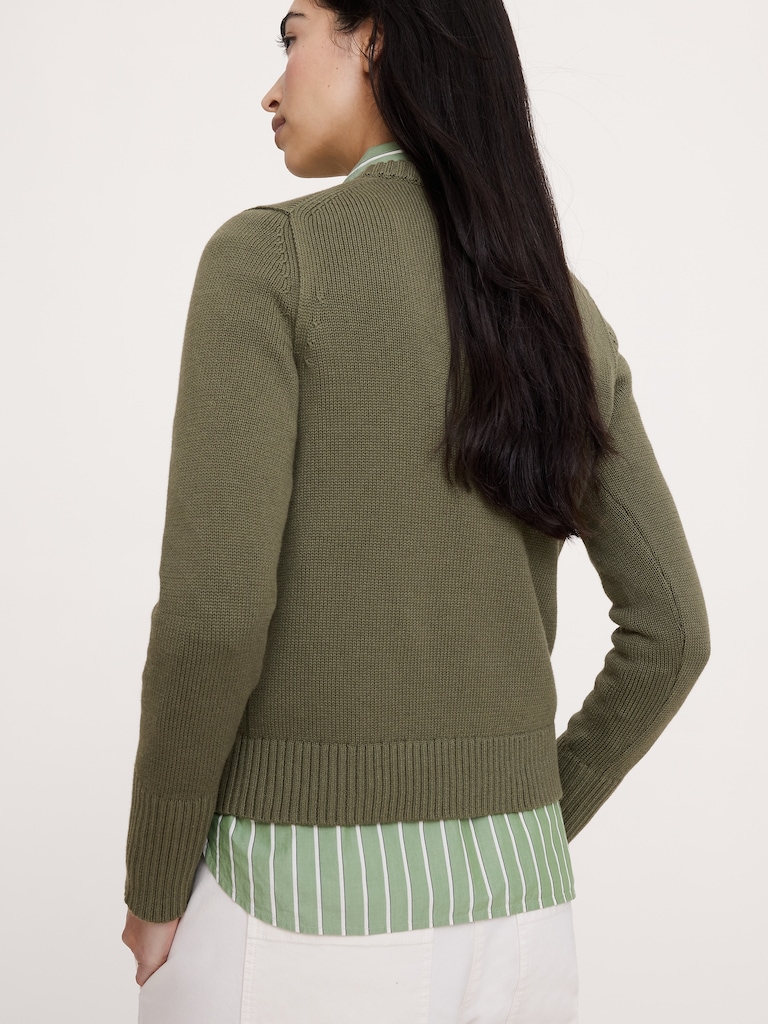 Larkspur Cotton-Silk Crew-Neck Sweater