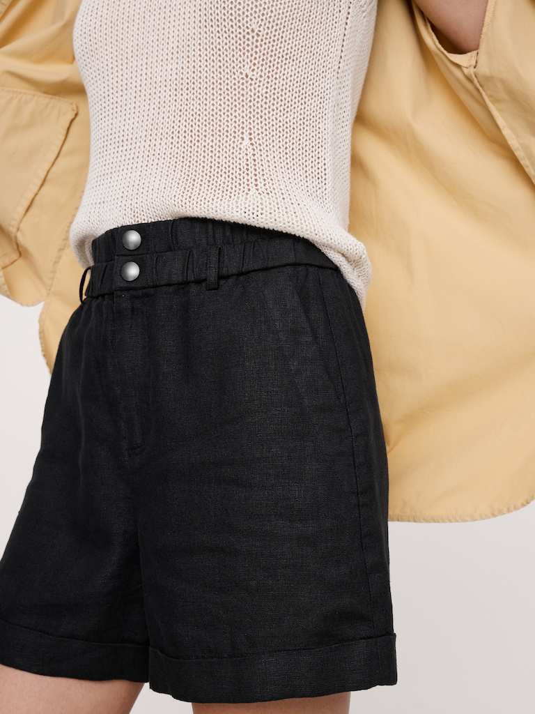 3.5" Linen Double-Waistband Shorts