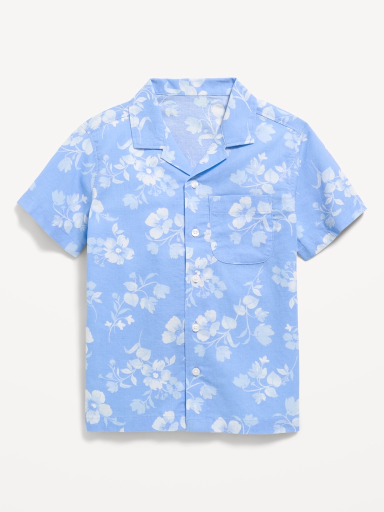 Printed Short-Sleeve Linen-Blend Shirt for Boys