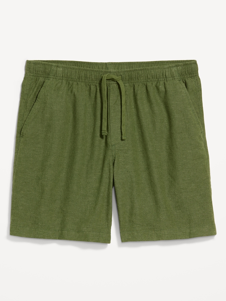 Linen-Blend Jogger Shorts -- 7-inch inseam