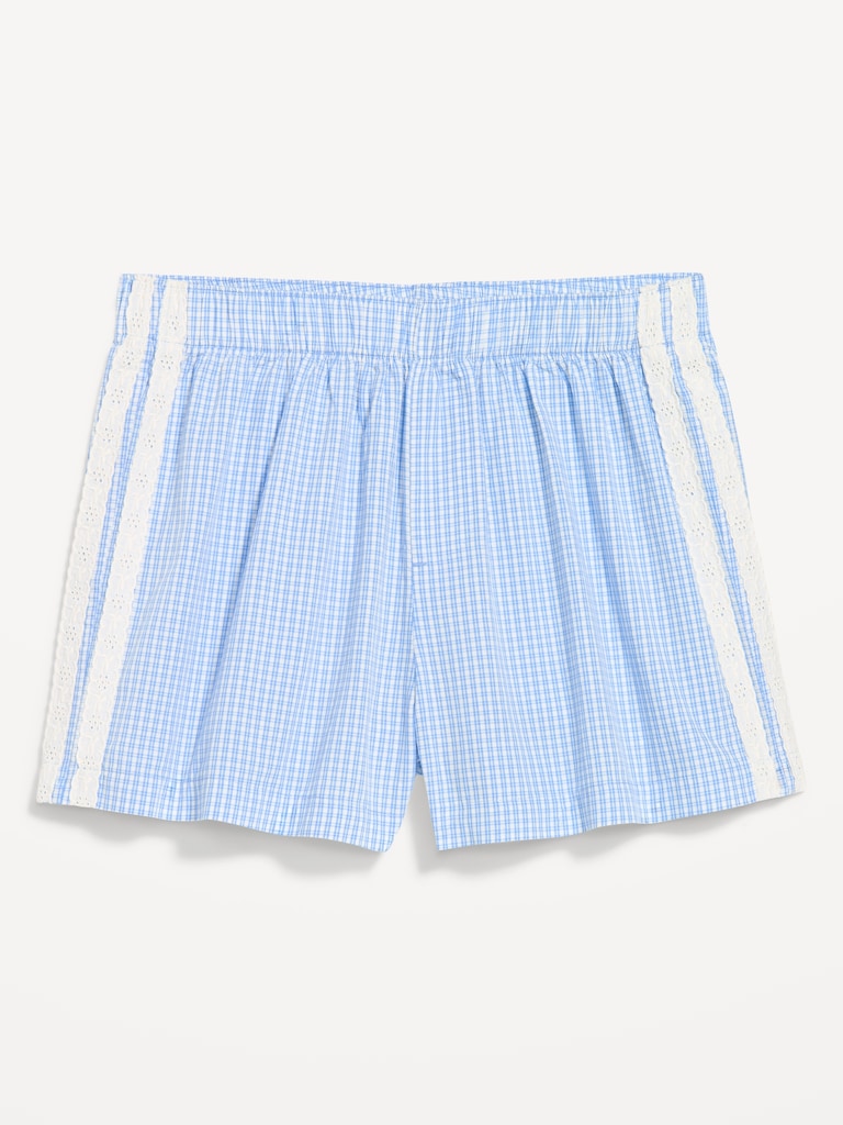 Eyelet-Trim Boxer Pajama Shorts