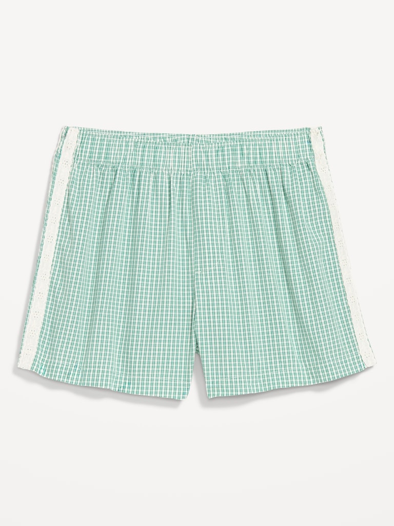 Eyelet-Trim Boxer Pajama Shorts