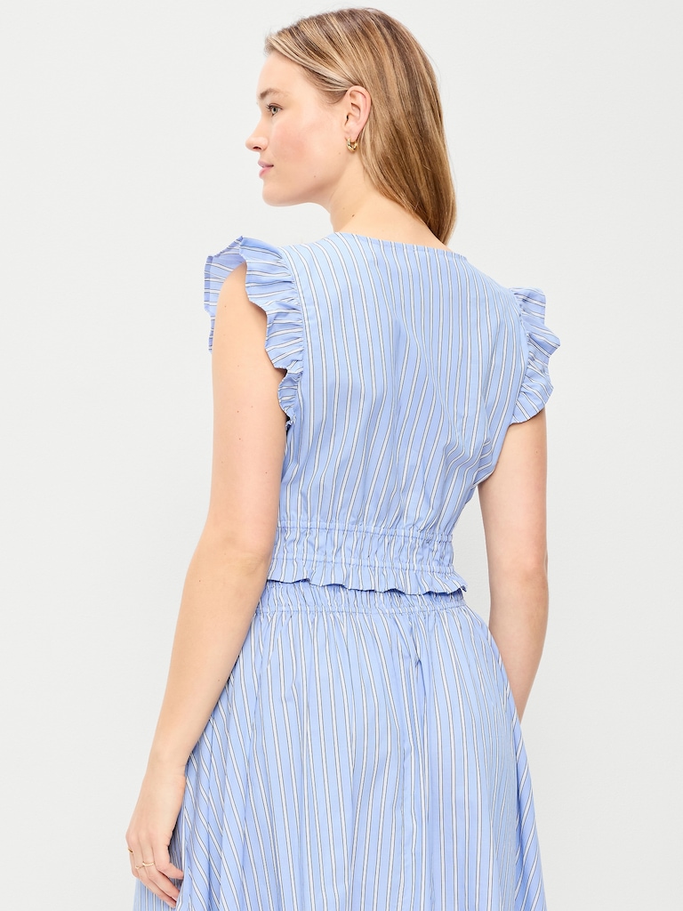 Flutter-Sleeve Poplin Top