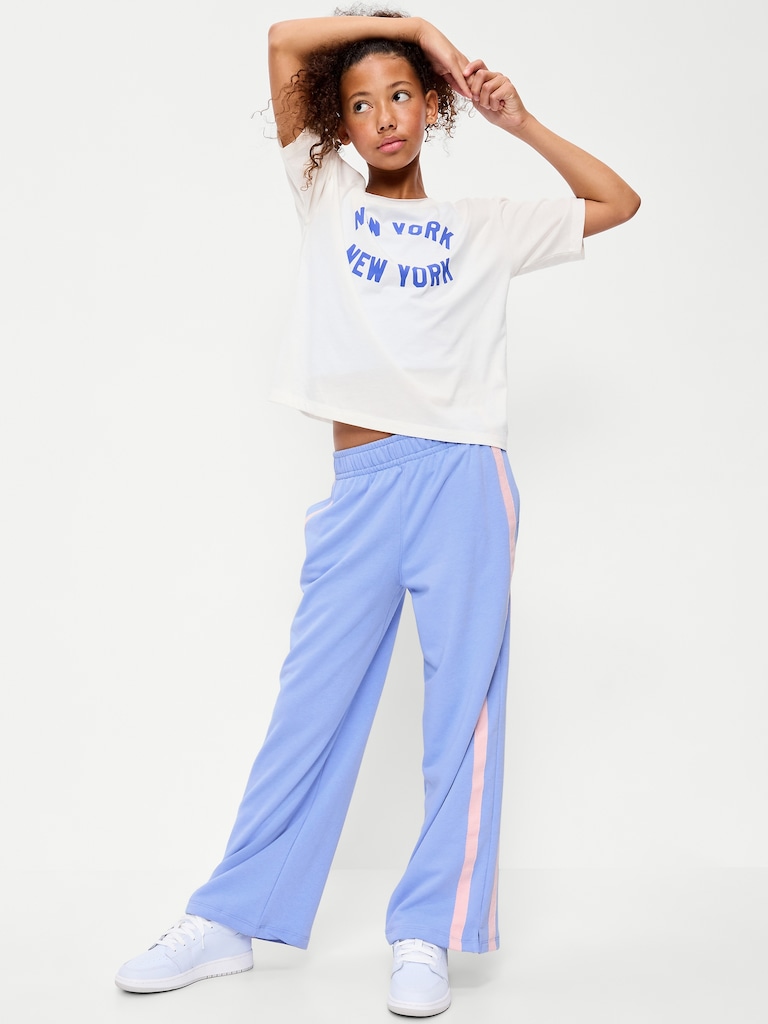 Baggy French-Terry Straight-Leg Retro Sweatpants for Girls