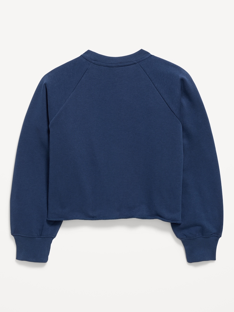 Lace-Trim French Terry Cropped Sweatshirt for Girls