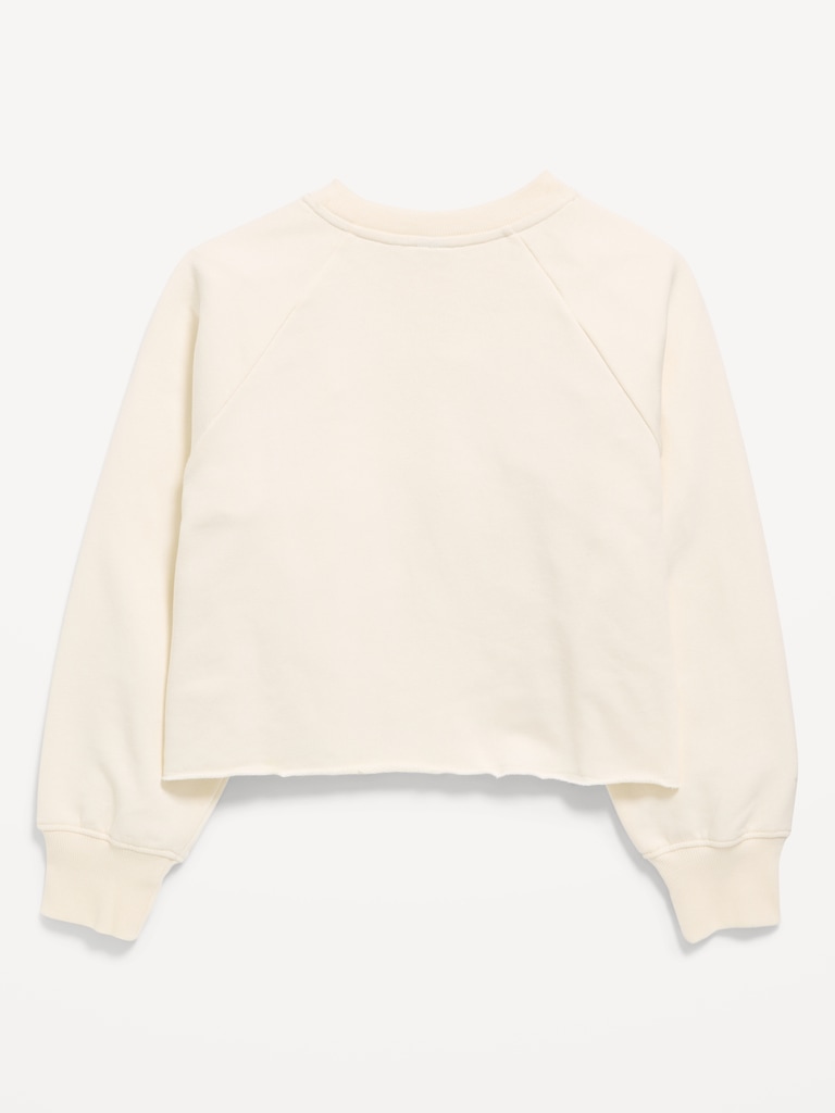 Lace-Trim French Terry Cropped Sweatshirt for Girls