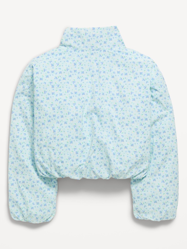 Printed Full-Zip Bubble-Hem Jacket for Girls