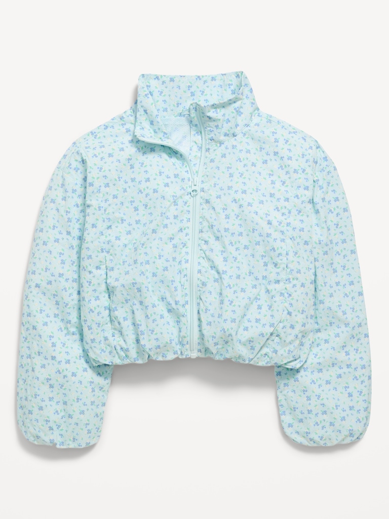 Printed Full-Zip Bubble-Hem Jacket for Girls