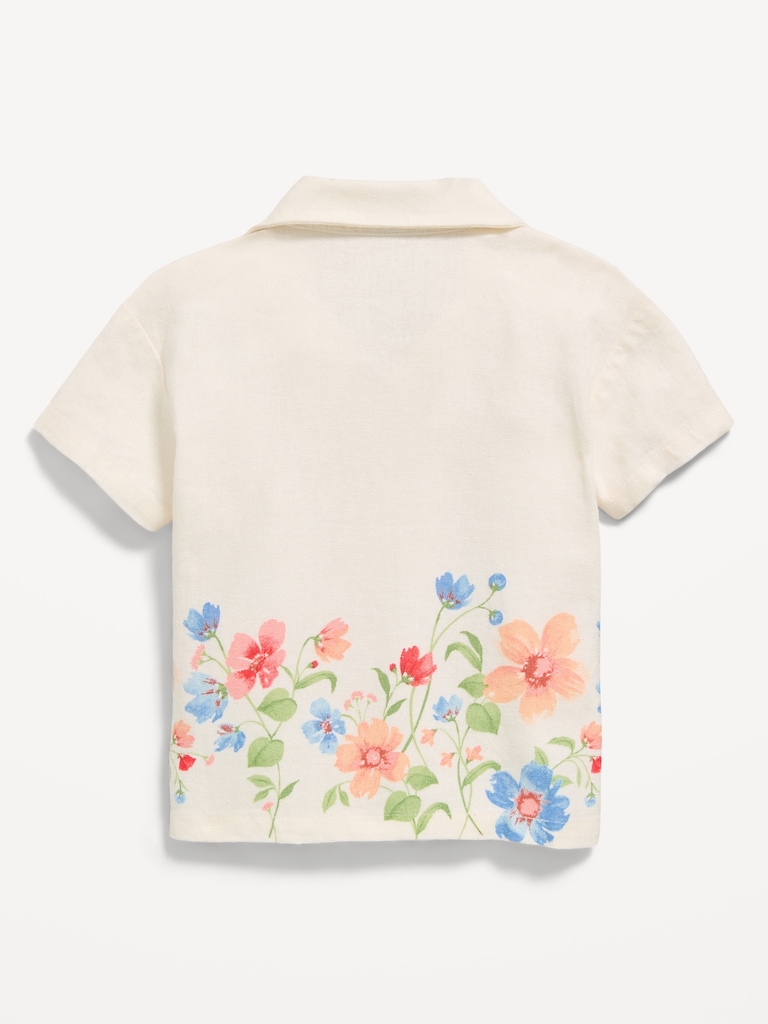 Printed Short-Sleeve Linen-Blend Shirt for Baby