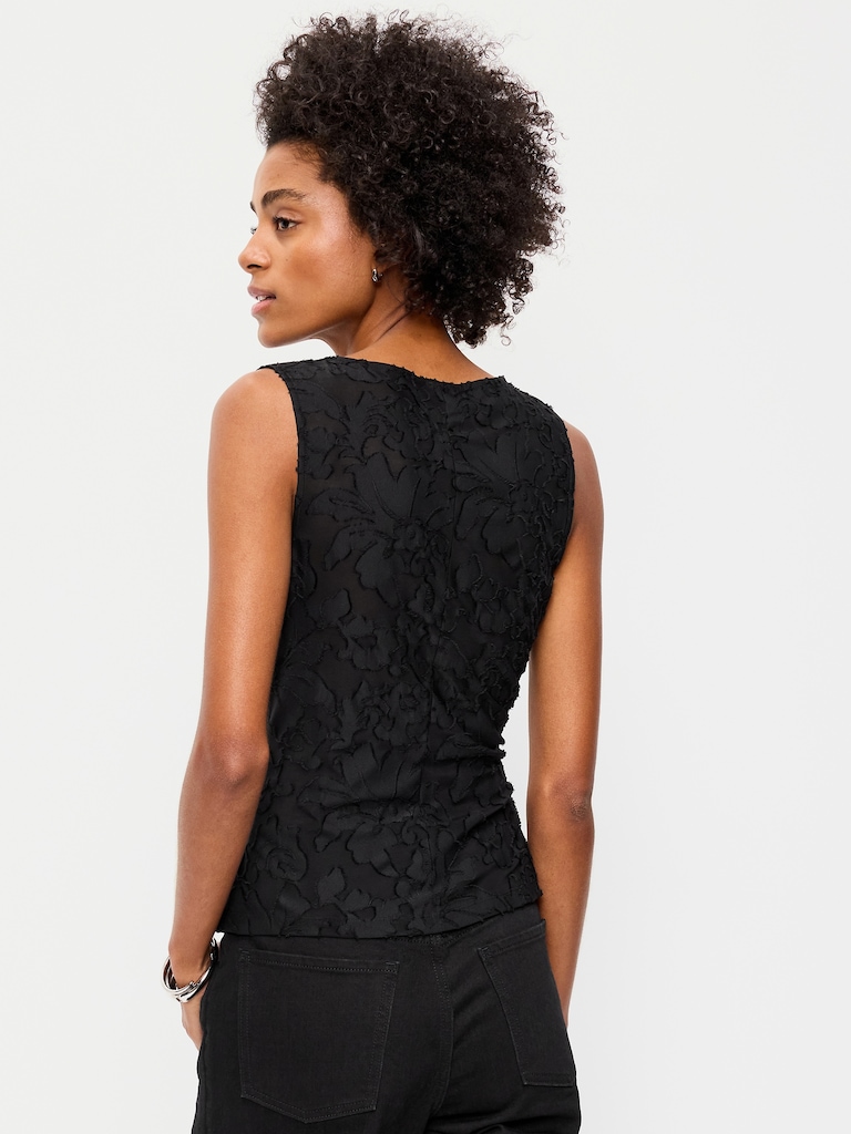 Jacquard Side-Drape Top