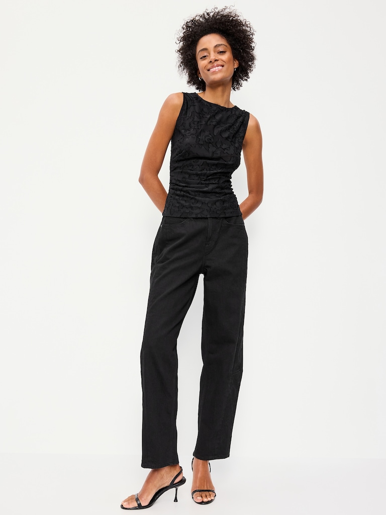 Jacquard Side-Drape Top