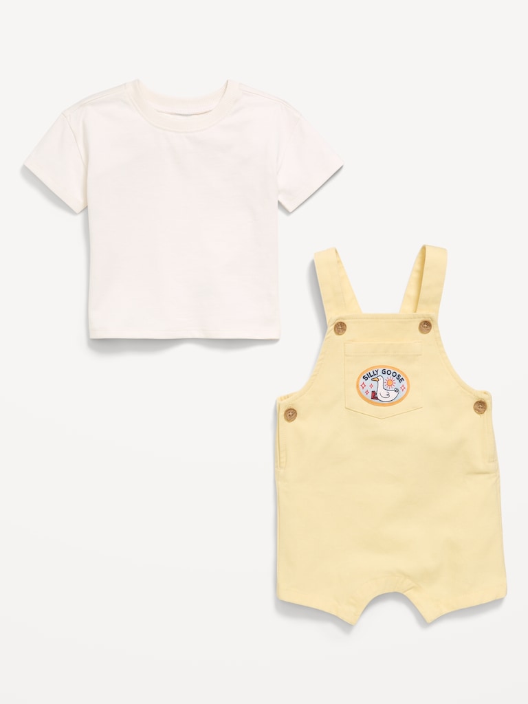 Short-Sleeve T-Shirt and Shortalls Set for Baby