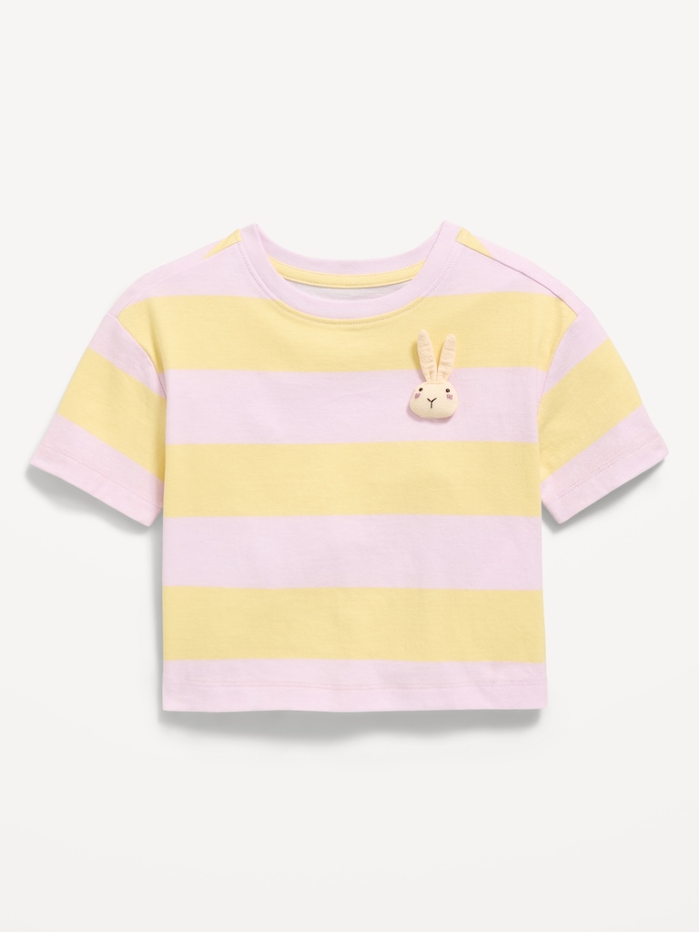 Boxy Short-Sleeve Applique T-Shirt for Toddler Girls