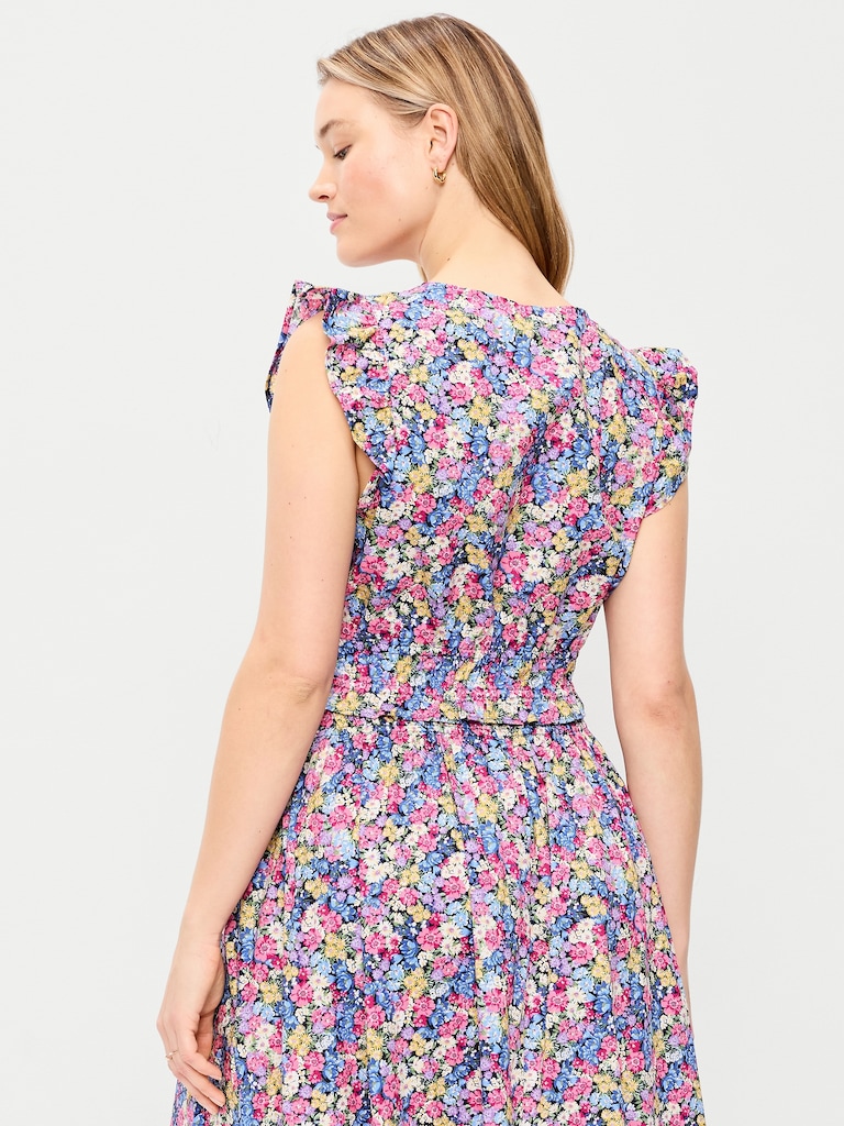 Flutter-Sleeve Poplin Top