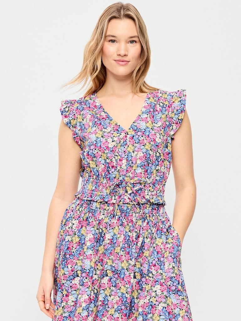 Flutter-Sleeve Poplin Top