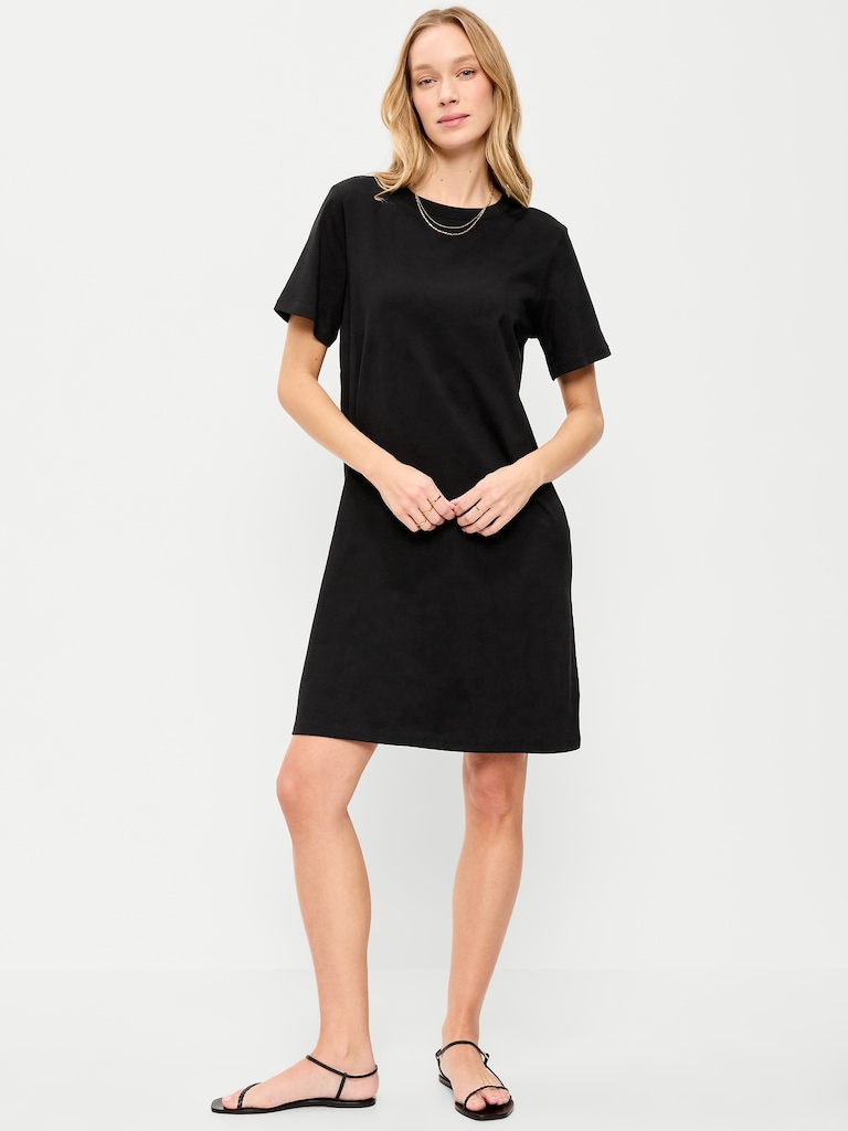 Vintage Crew-Neck Mini T-Shirt Dress