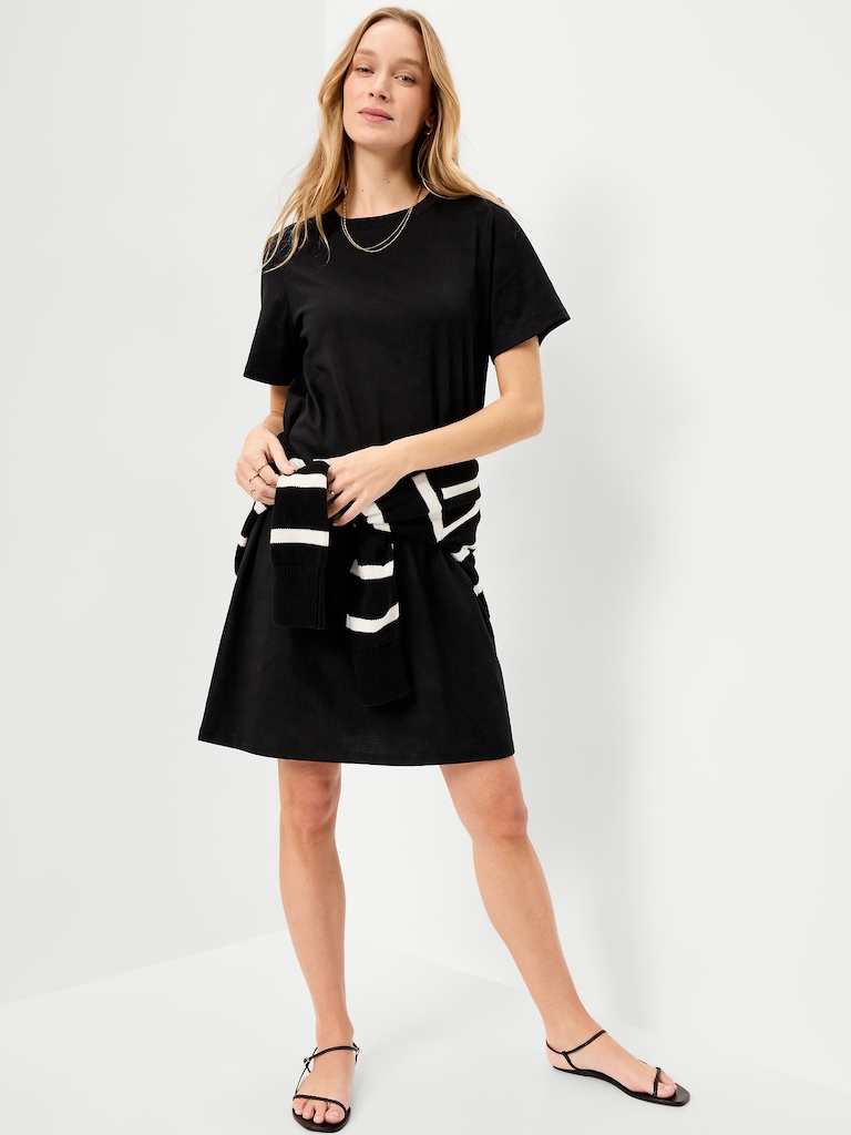 Vintage Crew-Neck Mini T-Shirt Dress