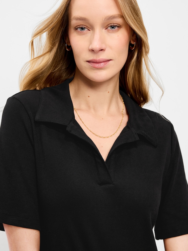 Short-Sleeve Polo Midi Dress