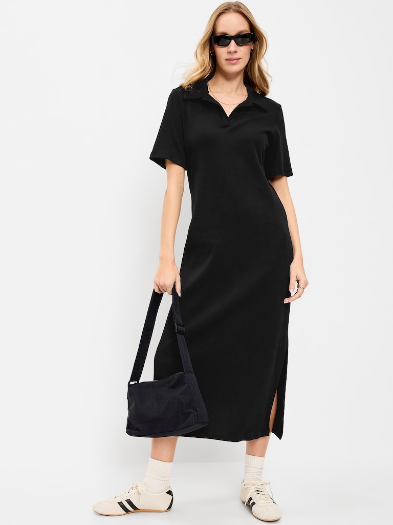 Short-Sleeve Polo Midi Dress