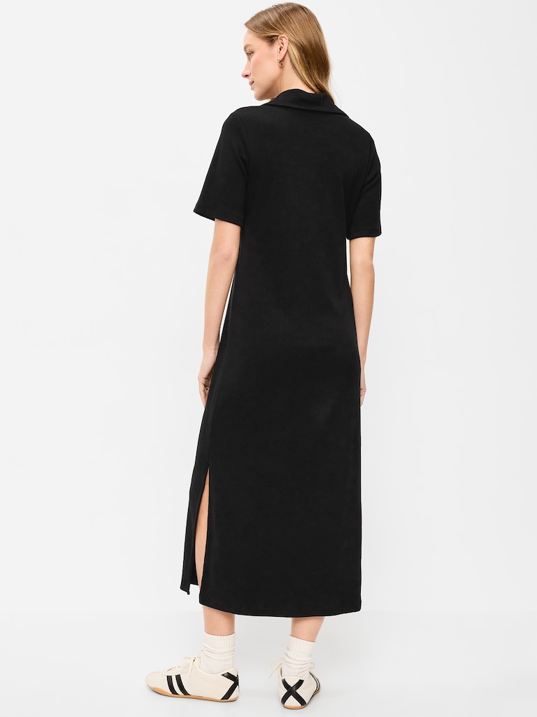Short-Sleeve Polo Midi Dress
