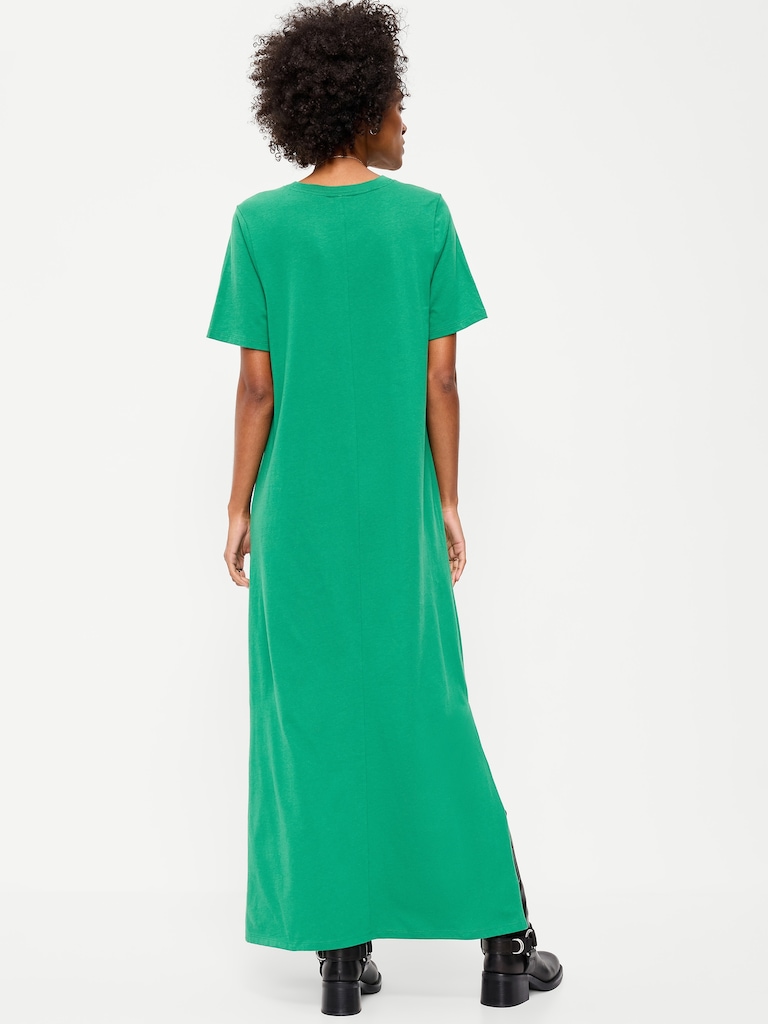 Vintage Crew-Neck Maxi Dress