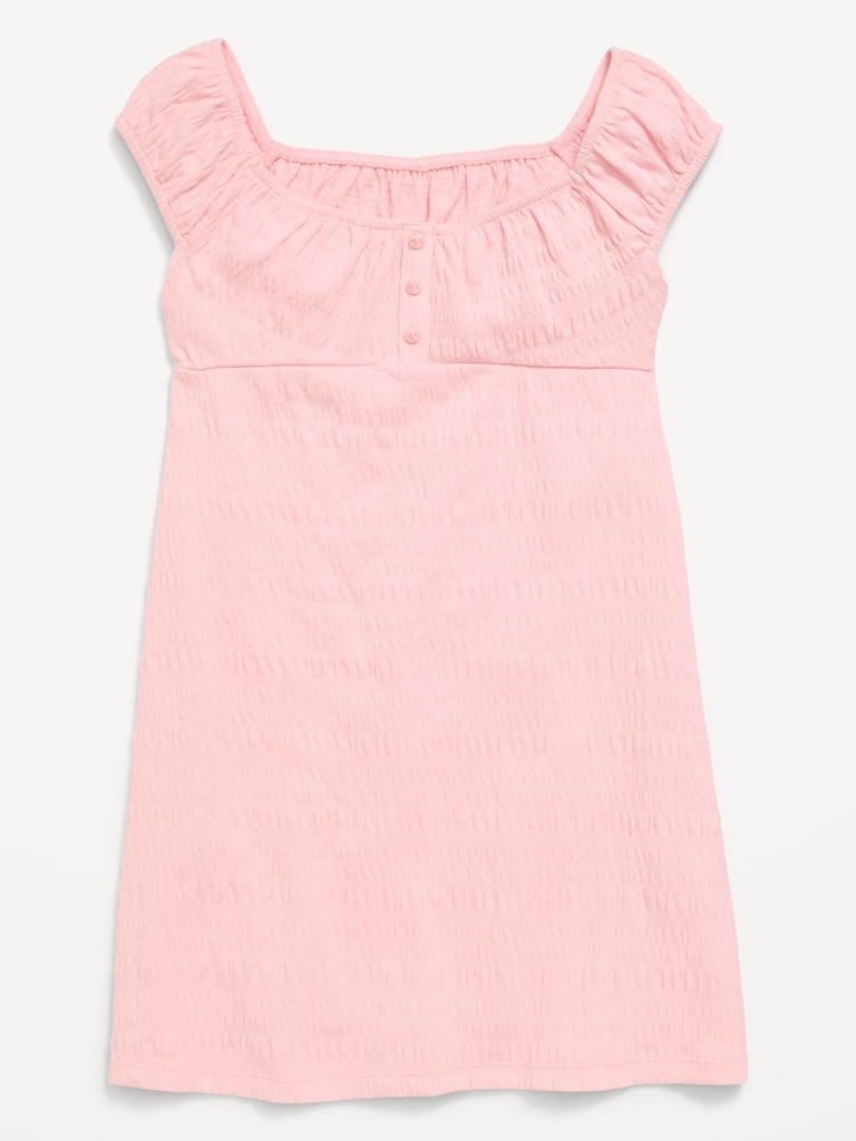 Smocked Jersey Henley Dress for Girls