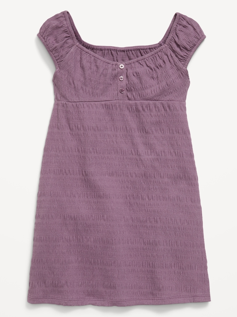 Smocked Jersey Henley Dress for Girls